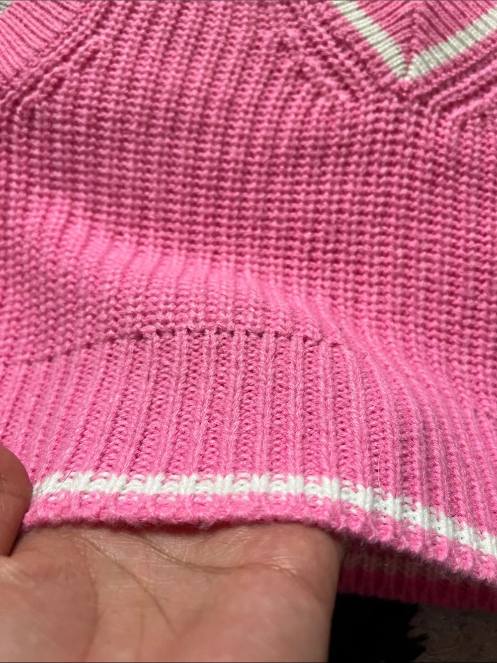 H&M size XS Pink and White V-Neck varsity Knit Vest